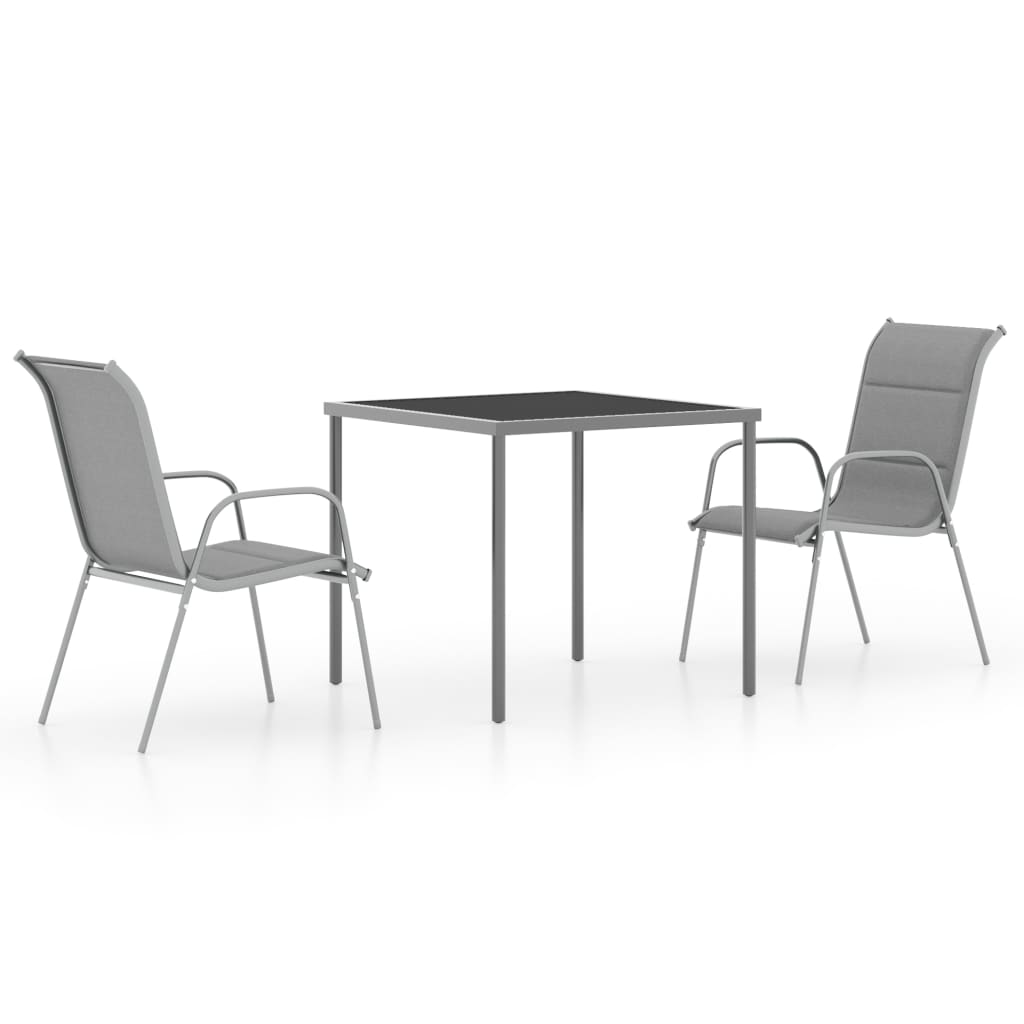 Set mobilier de exterior, 3 piese, antracit, otel