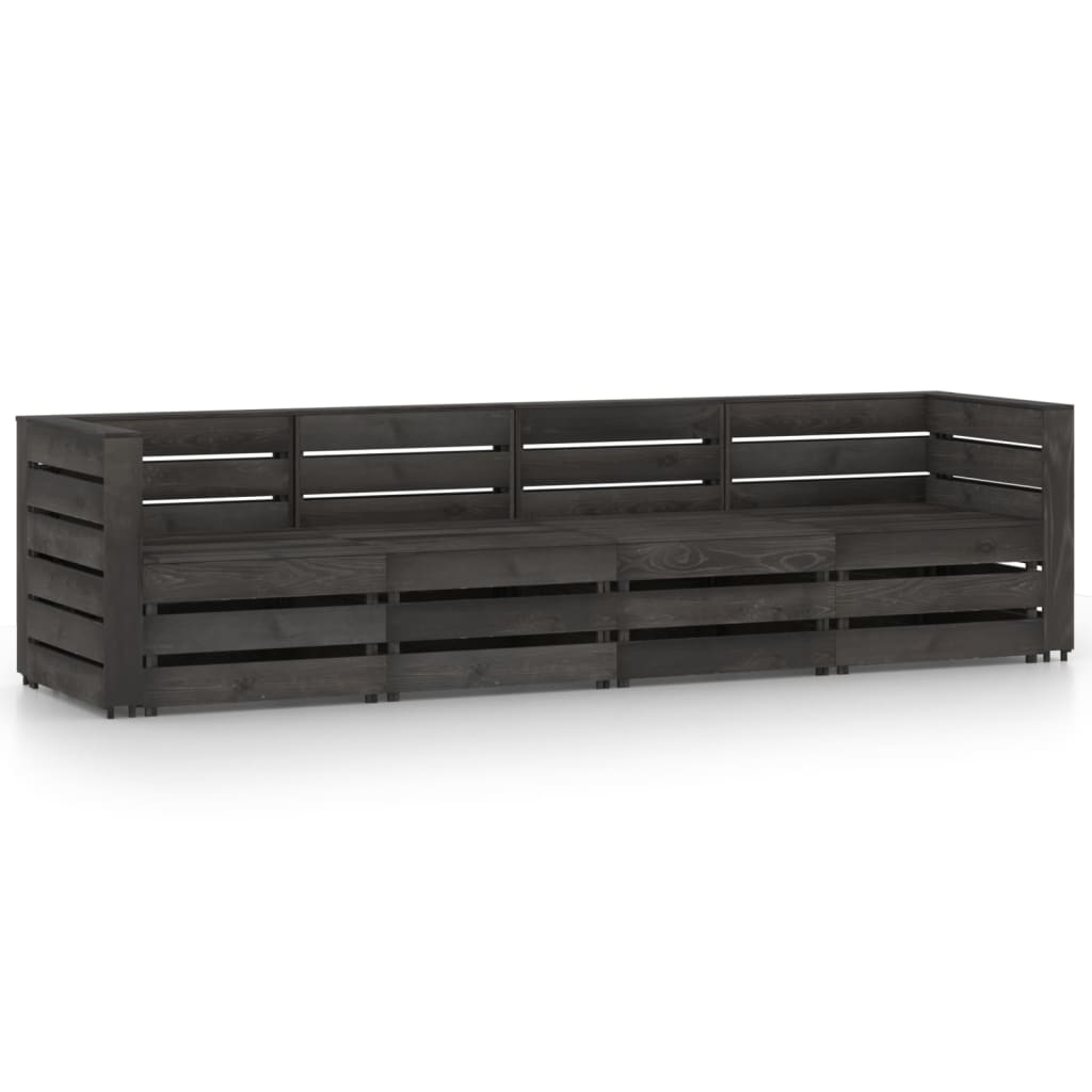 Canapea de gradina din paleti cu 4 locuri vidaXL, Lemn, 69 x 70 x 66 cm, Gri