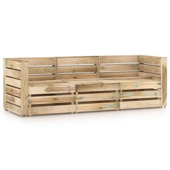 Canapea de gradina din paleti cu 3 locuri vidaXL, Lemn, 69 x 70 x 66 cm, Verde Canapea de gradina din paleti cu 3 locuri vidaXL, Lemn, 69 x 70 x 66 cm, Verde