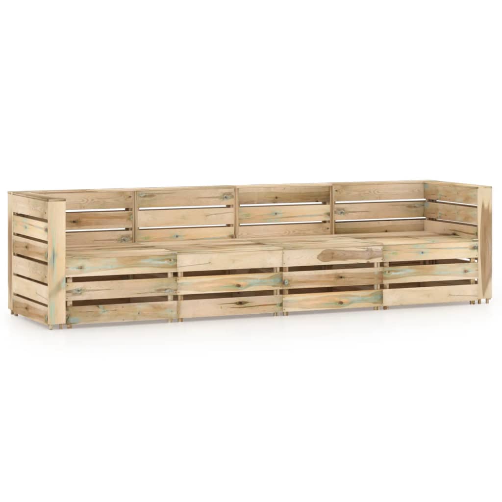 Canapea de gradina din paleti cu 4 locuri vidaXL, Lemn, 69 x 70 x 66 cm, Verde