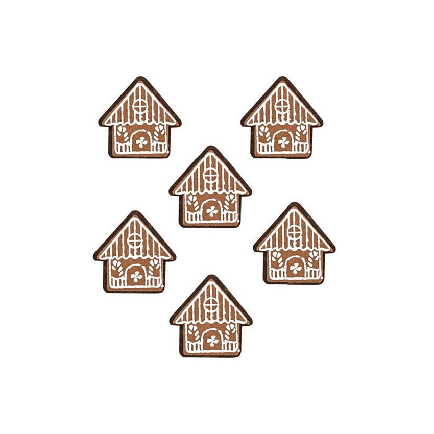 Set 6 casute albe tip turta dulce din fetru, cu clestisor, 5 cm