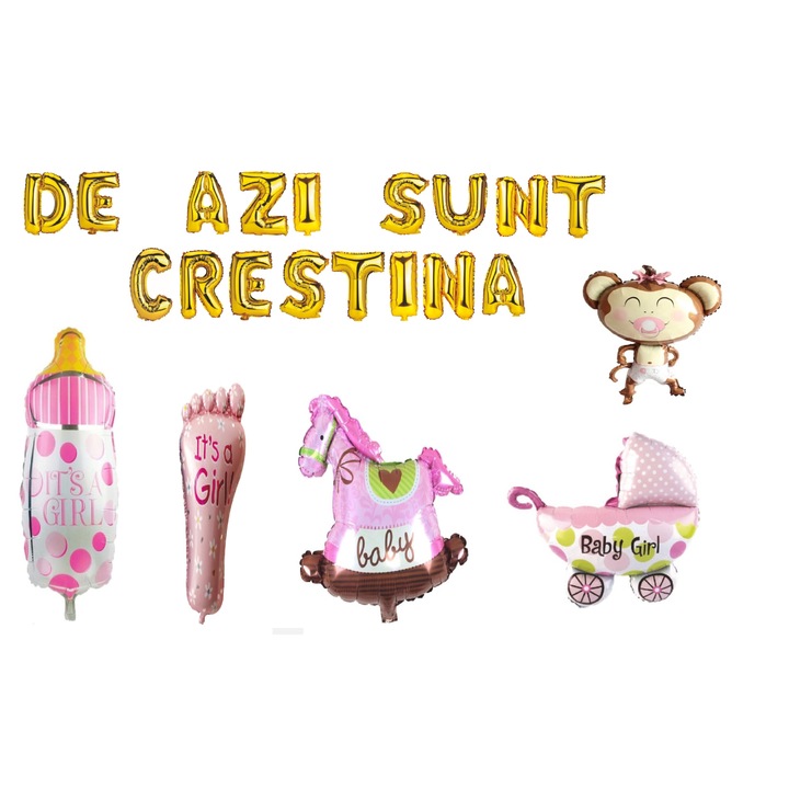 OEM Lufi szett keresztelőre, 20 darabos, aranyszín