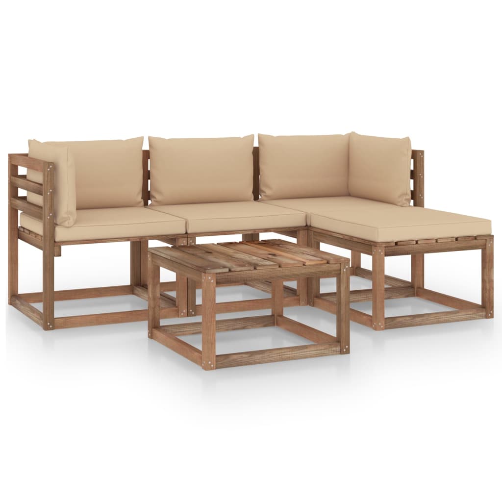 Set mobilier de gradina, 5 piese, cu perne bej