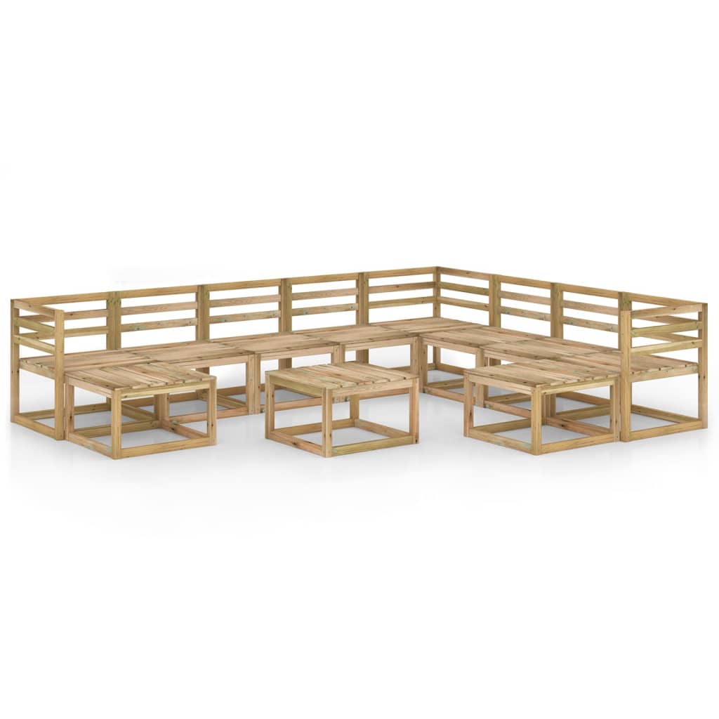 Set mobilier de gradina, 11 piese, lemn de pin verde tratat