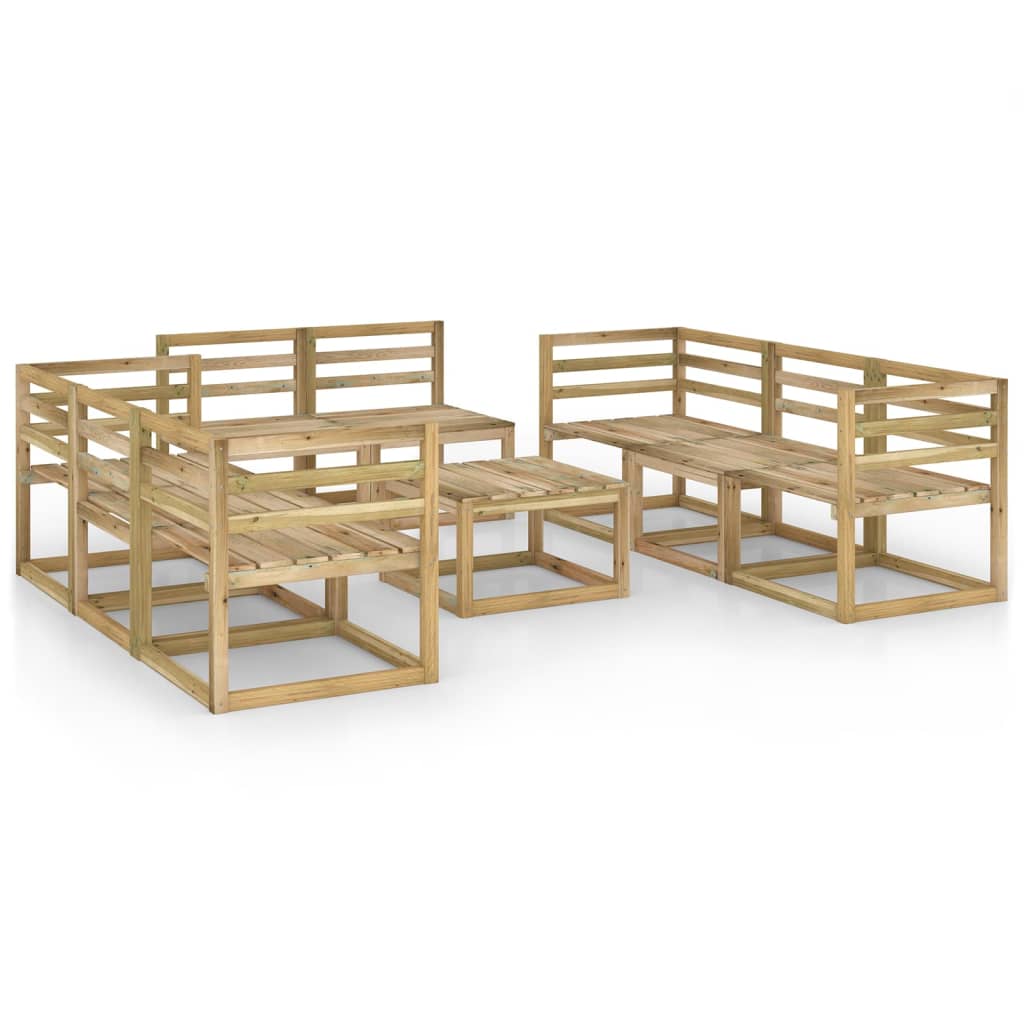 Set mobilier de gradina, 9 piese, lemn de pin tratat