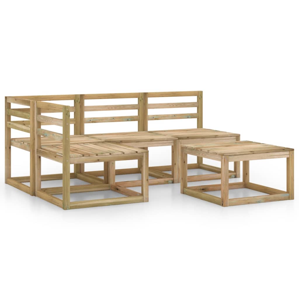 Set mobilier de gradina din paleti de pin verde tratat cu 5 piese vidaXL, Lemn, Maro