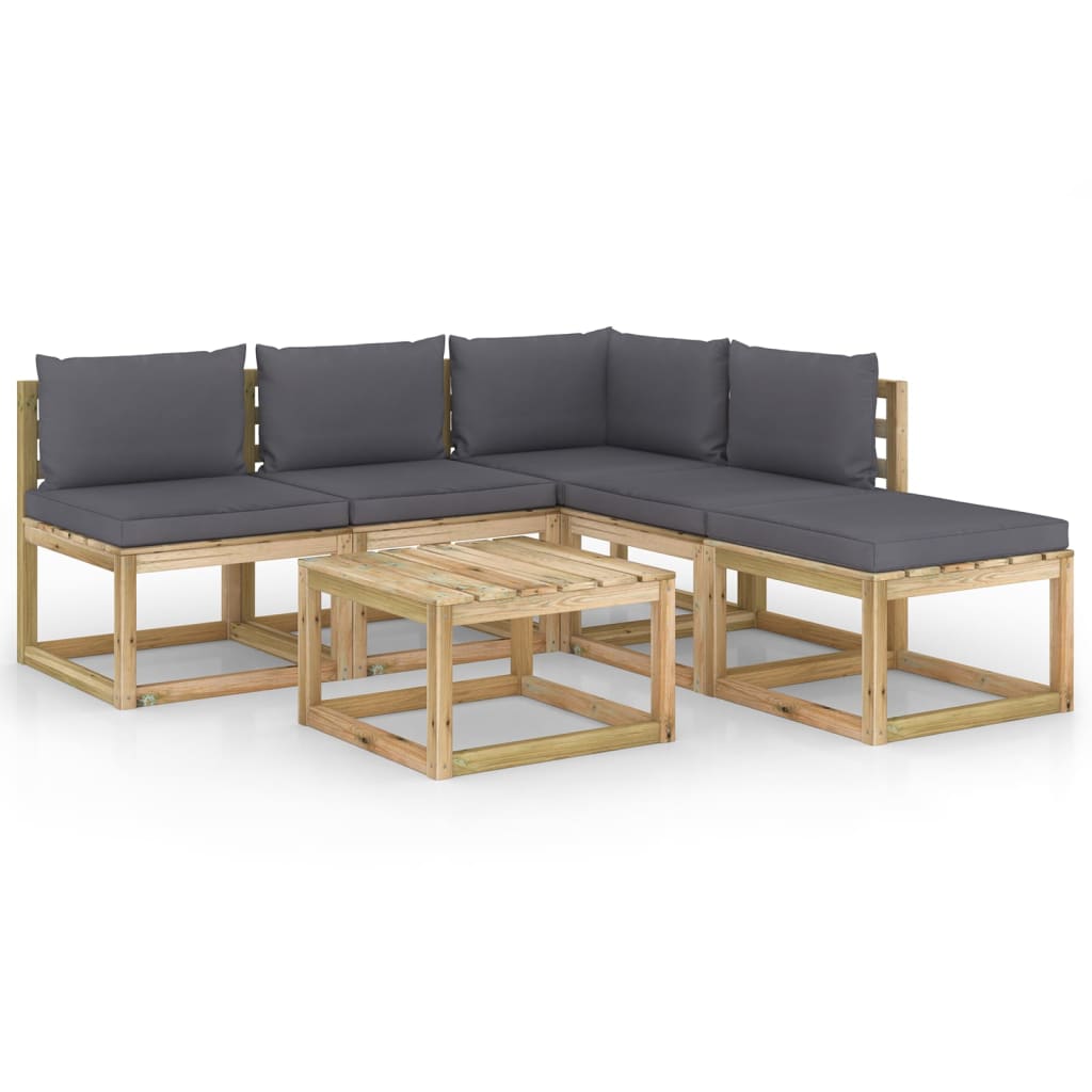 Set mobilier de gradina, 6 piese, cu perne antracit