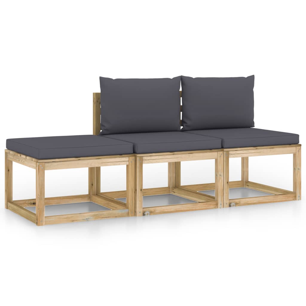 Set mobilier de gradina cu perne antracit, 3 piese