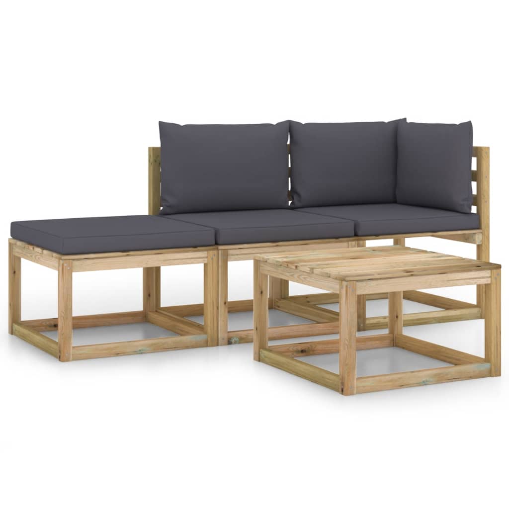 Set mobilier de gradina, 4 piese, cu perne antracit