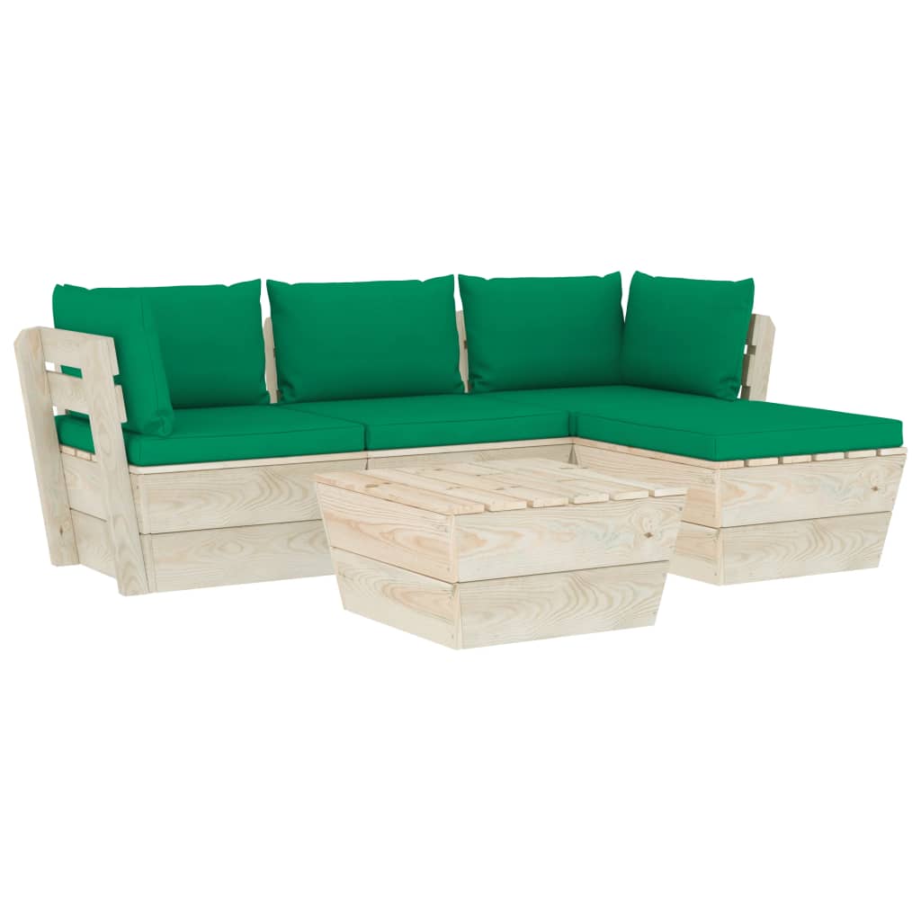 Set mobilier gradina din paleti cu perne, 5 piese, lemn molid