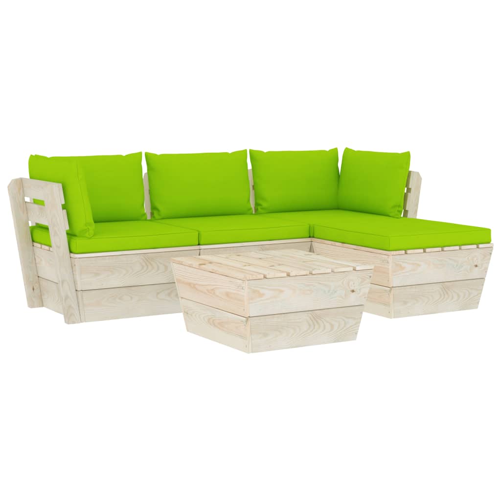 Set mobilier gradina din paleti cu perne, 5 piese, lemn molid