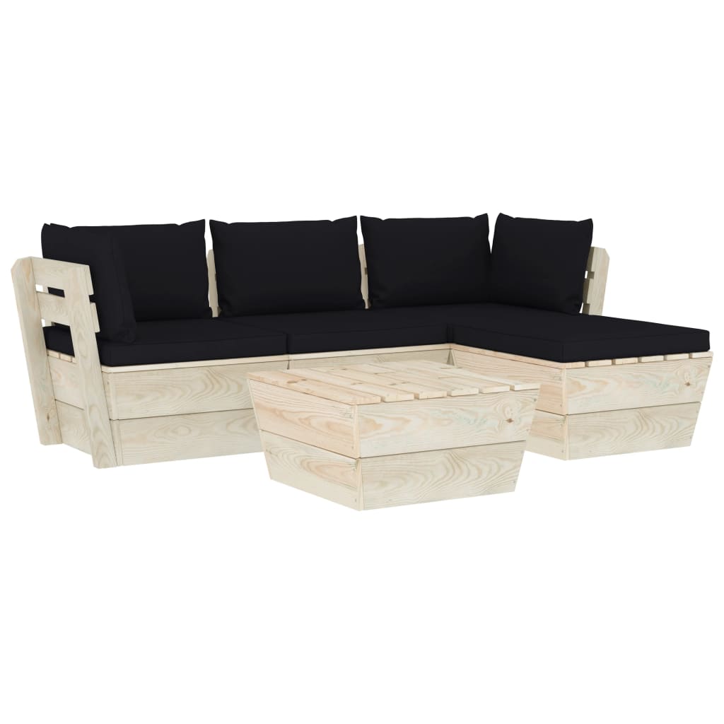 Set mobilier gradina din paleti cu perne, 5 piese, lemn molid