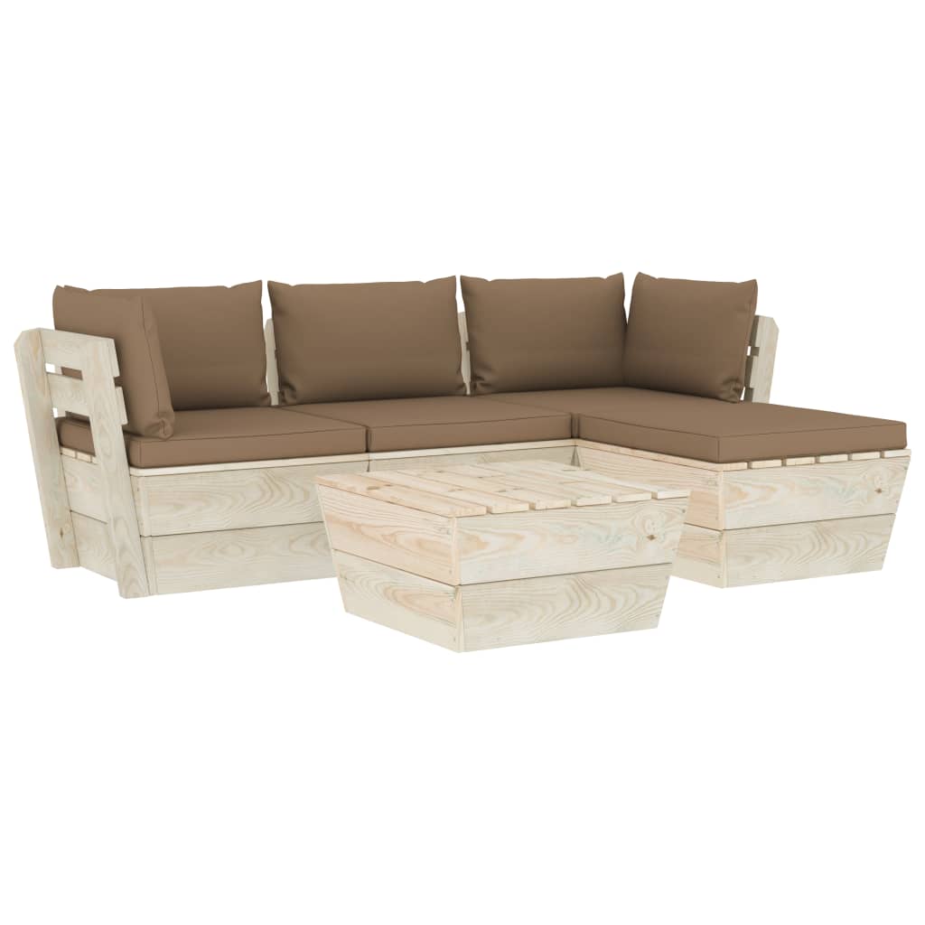 Set mobilier gradina din paleti cu perne, 5 piese, lemn molid