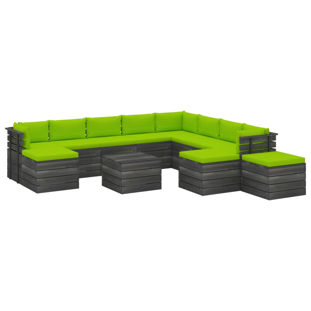 Set mobilier gradina din paleti cu perne, 12 piese, lemn de pin