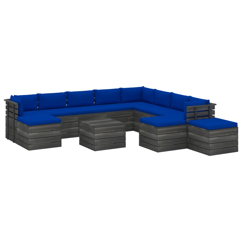 Set mobilier gradina din paleti cu perne, 12 piese, lemn de pin
