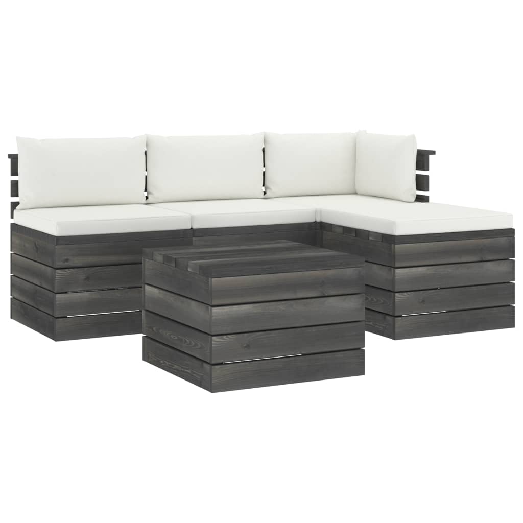 Set mobilier gradina din paleti cu perne, 5 piese, lemn de pin