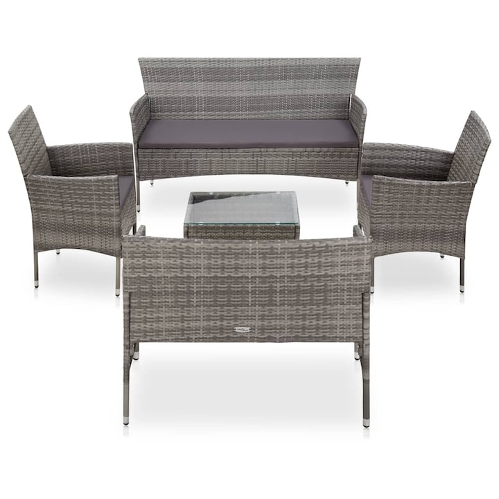 vidaXL 5 részes szürke polyrattan kerti ülőgarnitúra párnákkal 38.4 kg 45894