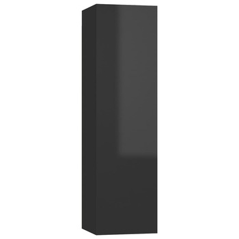Comoda TV din pal extralucios cu 2 rafturi vidaXL, PAL, 30.5 x 30 x 110 cm, Negru Comoda TV din pal extralucios cu 2 rafturi vidaXL, PAL, 30.5 x 30 x 110 cm, Negru