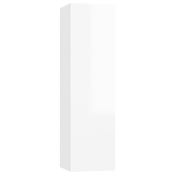 Comoda TV din pal extralucios cu 2 rafturi vidaXL, PAL, 30.5 x 30 x 110 cm, Alb Comoda TV din pal extralucios cu 2 rafturi vidaXL, PAL, 30.5 x 30 x 110 cm, Alb