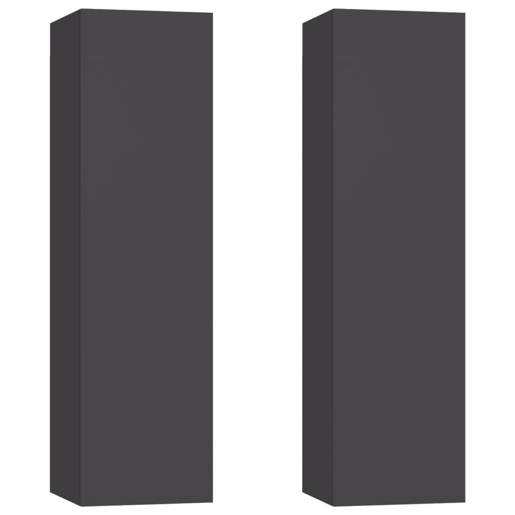 Set de 2 comode TV vidaXL, PAL, 30.5 x 30 x 110 cm, Gri