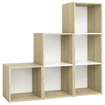 Set de 3 comode dulapuri TV vidaXL, PAL, 107 x 35 x 37 cm, Bej Set de 3 comode dulapuri TV vidaXL, PAL, 107 x 35 x 37 cm, Bej