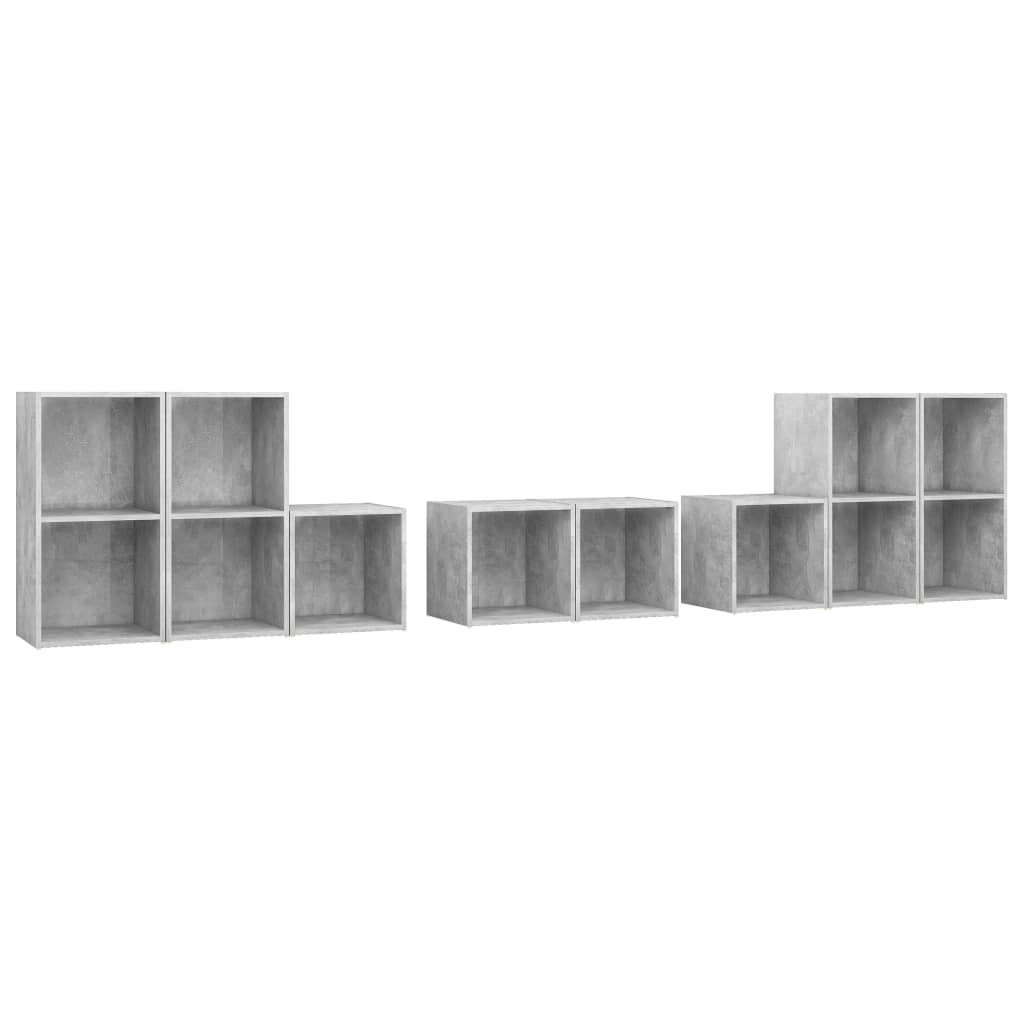 Set de 8 dulapuri comode TV vidaXL, PAL, 37 x 35 x 37 cm, Gri beton