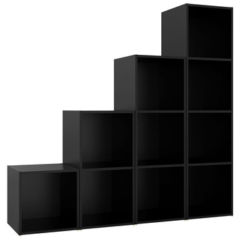 Set de comode TV din 4 piese vidaXL, PAL, 142.5 x 35 x 36.5 cm, Negru Set de comode TV din 4 piese vidaXL, PAL, 142.5 x 35 x 36.5 cm, Negru