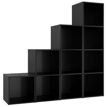 Set de comode TV din 4 piese din pal extralucios vidaXL, PAL, 142.5 x 35 x 36.5 cm, Negru Set de comode TV din 4 piese din pal extralucios vidaXL, PAL, 142.5 x 35 x 36.5 cm, Negru
