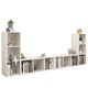 Set de 4 comode TV cu montaj pe perete din pal extralucios vidaXL, PAL, 107 x 35 x 37 cm, Alb