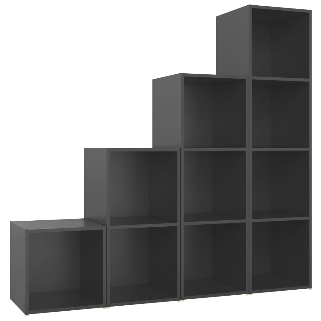 Set de comode TV din 4 piese vidaXL, PAL, 142.5 x 35 x 36.5 cm, Gri