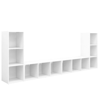 Set de 4 comode TV cu montaj pe perete vidaXL, PAL, 107 x 35 x 37 cm, Alb Set de 4 comode TV cu montaj pe perete vidaXL, PAL, 107 x 35 x 37 cm, Alb