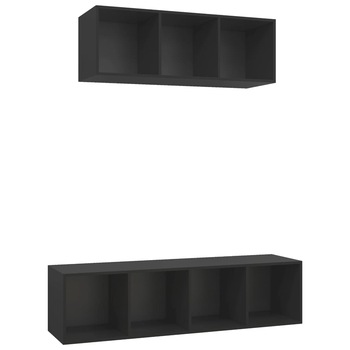 Set de 2 dulapuri TV de perete vidaXL, PAL, 37 x 37 x 142.5 cm, Negru Set de 2 dulapuri TV de perete vidaXL, PAL, 37 x 37 x 142.5 cm, Negru