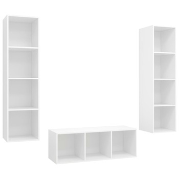 Set de 3 dulapuri de perete vidaXL, PAL, 37 x 37 x 142.5 cm, Alb Set de 3 dulapuri de perete vidaXL, PAL, 37 x 37 x 142.5 cm, Alb