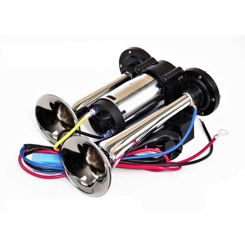 Claxon Auto Flexzon, cu 2 pipe Cromate si Compresor Integrat, Universal, Camion, TIR ,12V Claxon Auto Flexzon, cu 2 pipe Cromate si Compresor Integrat, Universal, Camion, TIR ,12V