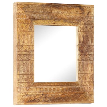 Oglinda sculptata manual, vidaXL, Lemn masiv de mango, 50 x 50 x 11 cm, Maro miere Oglinda sculptata manual, vidaXL, Lemn masiv de mango, 50 x 50 x 11 cm, Maro miere