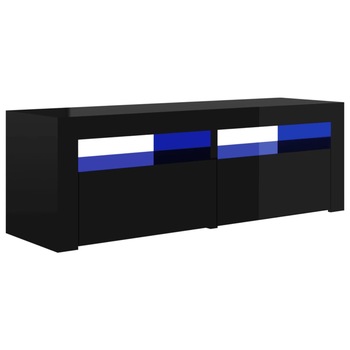 Comoda TV din pal extralucios cu lumini LED vidaXL, PAL, 120 x 35 x 40 cm, Negru Comoda TV din pal extralucios cu lumini LED vidaXL, PAL, 120 x 35 x 40 cm, Negru
