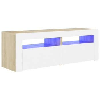 Comoda TV cu lumini LED vidaXL, PAL, 120 x 35 x 40 cm, Bej Comoda TV cu lumini LED vidaXL, PAL, 120 x 35 x 40 cm, Bej
