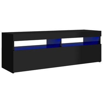 Comoda TV din pal extralucios cu lumini LED RGB vidaXL, PAL, 120 x 35 x 40 cm, Negru Comoda TV din pal extralucios cu lumini LED RGB vidaXL, PAL, 120 x 35 x 40 cm, Negru