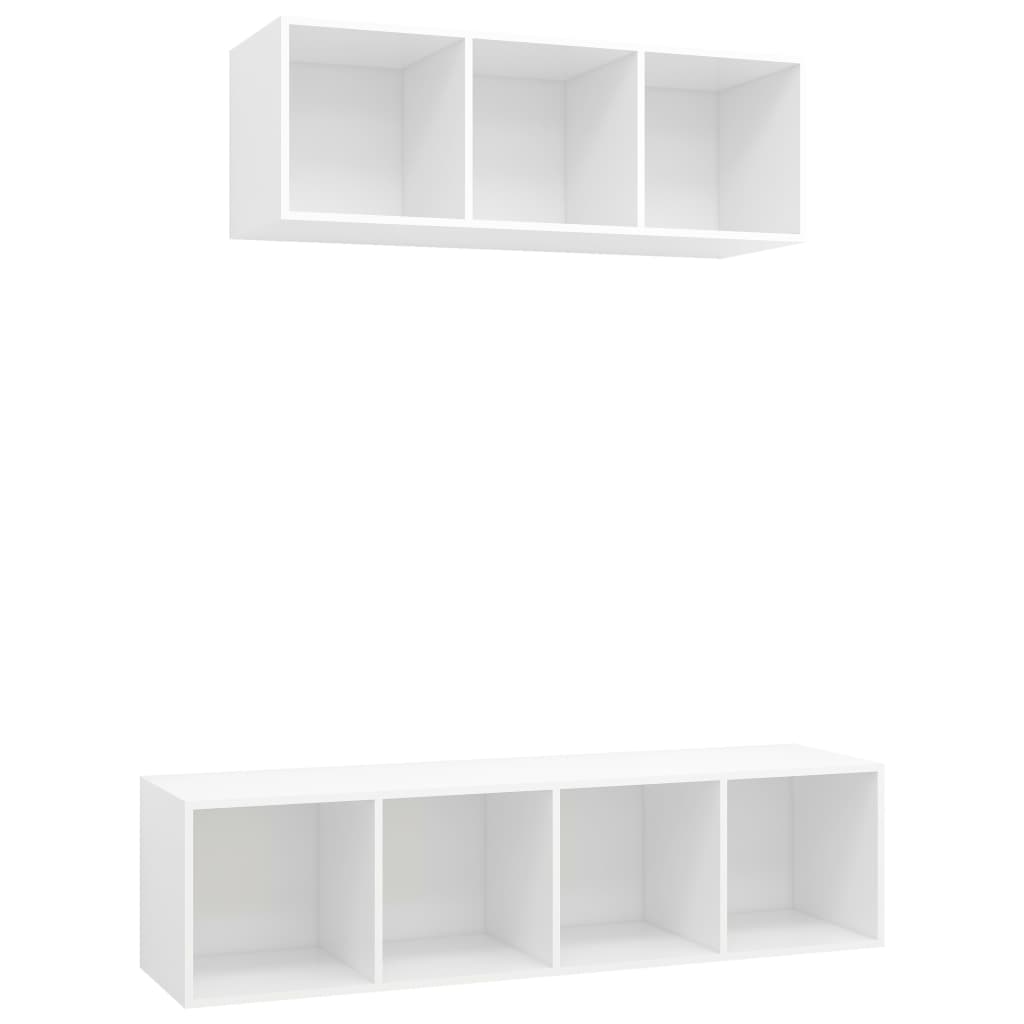 Set de 2 dulapuri TV de perete vidaXL, PAL, 37 x 37 x 142.5 cm, Alb-