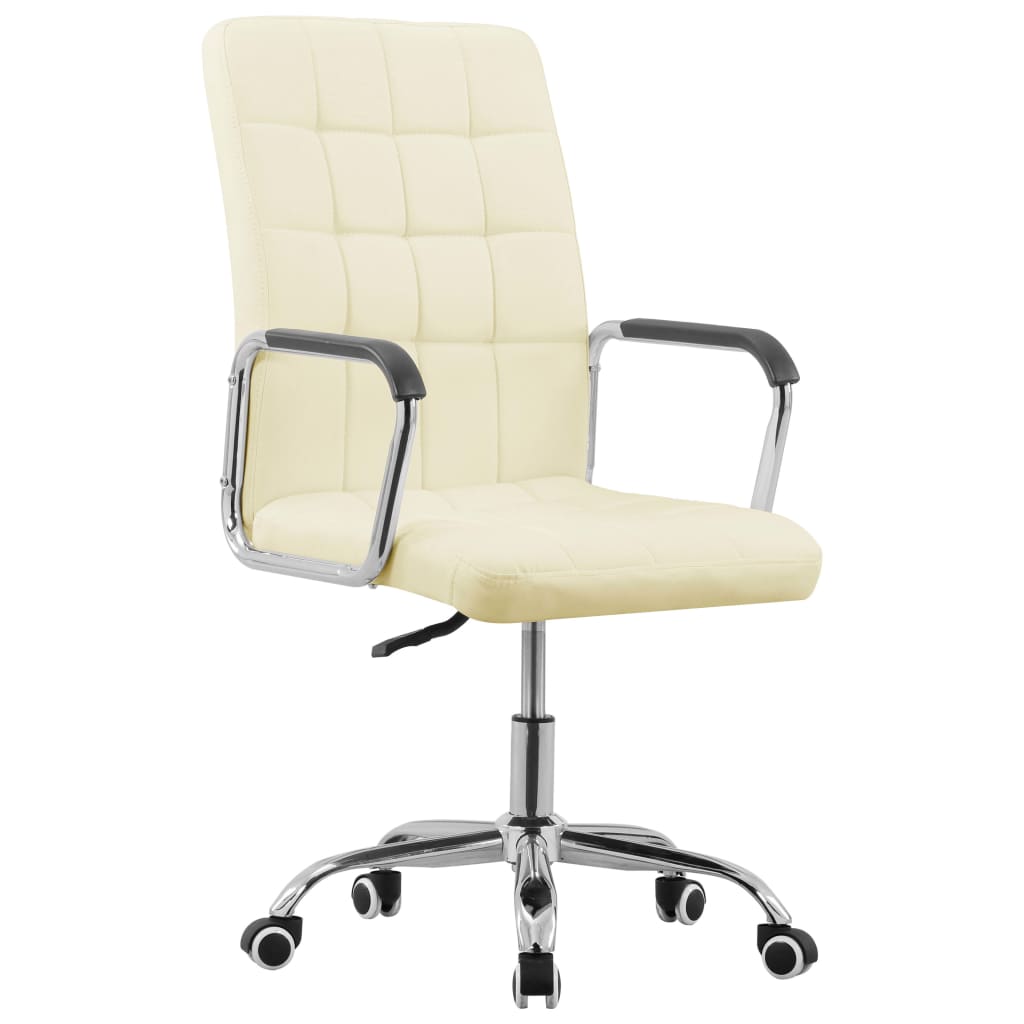Scaun de birou, pivotant, vidaXL, Tesatura-Metal, 54,5 x 64 x 96-106 cm, Crem