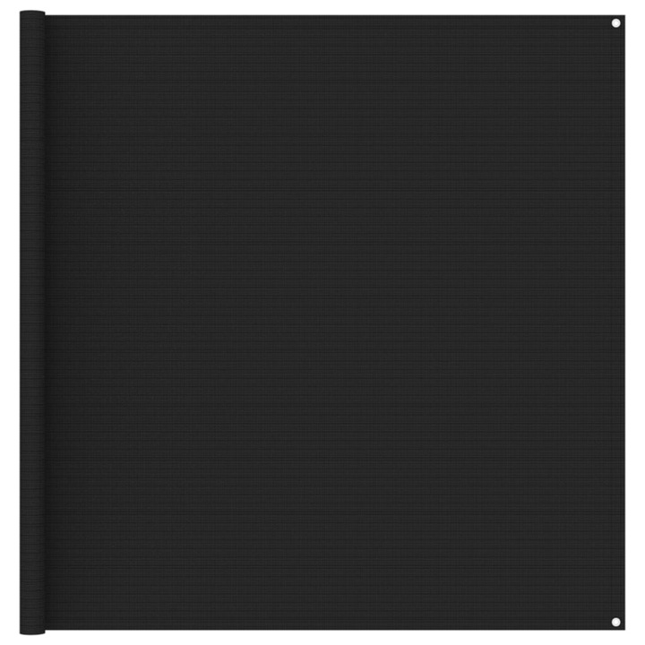Covor camping vidaXL, 200 x 200 cm, Polietilena, Negru, 0.74 kg