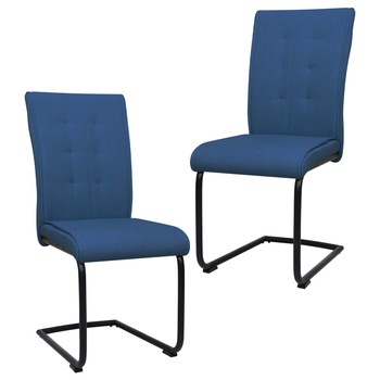 Set scaune de bucatarie consola, 2 buc, albastru, textil 287831 Set scaune de bucatarie consola, 2 buc, albastru, textil 287831