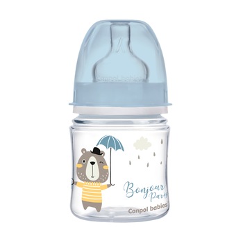 Biberon anticolici gat larg, Canpol babies®, polipropilena, 120 ml, “Bonjour Paris“, albastru Biberon anticolici gat larg, Canpol babies®, polipropilena, 120 ml, “Bonjour Paris“, albastru