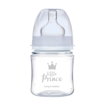 Biberon anticolici gat larg, Canpol babies®, polipropilena, 120 ml, “Royal Baby“, albastru Biberon anticolici gat larg, Canpol babies®, polipropilena, 120 ml, “Royal Baby“, albastru