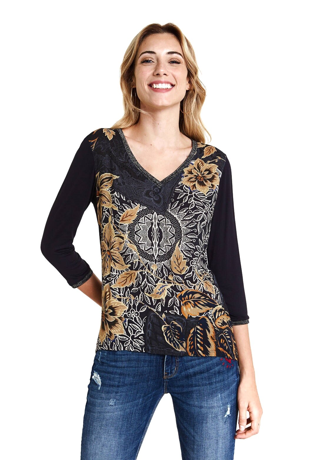 Bluza cu guler in V , Desigual