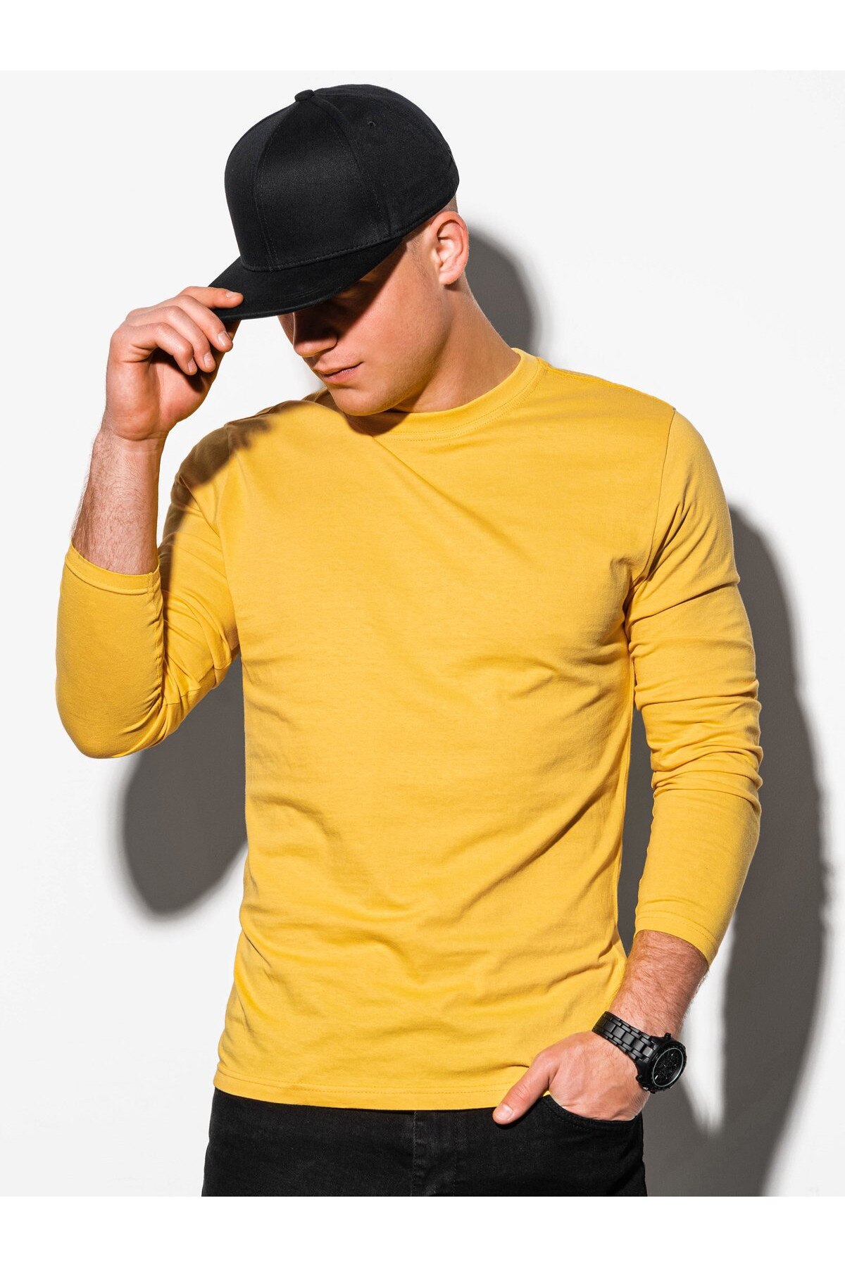 Bluza barbati simpla bumbac L118-galben, Galben, L