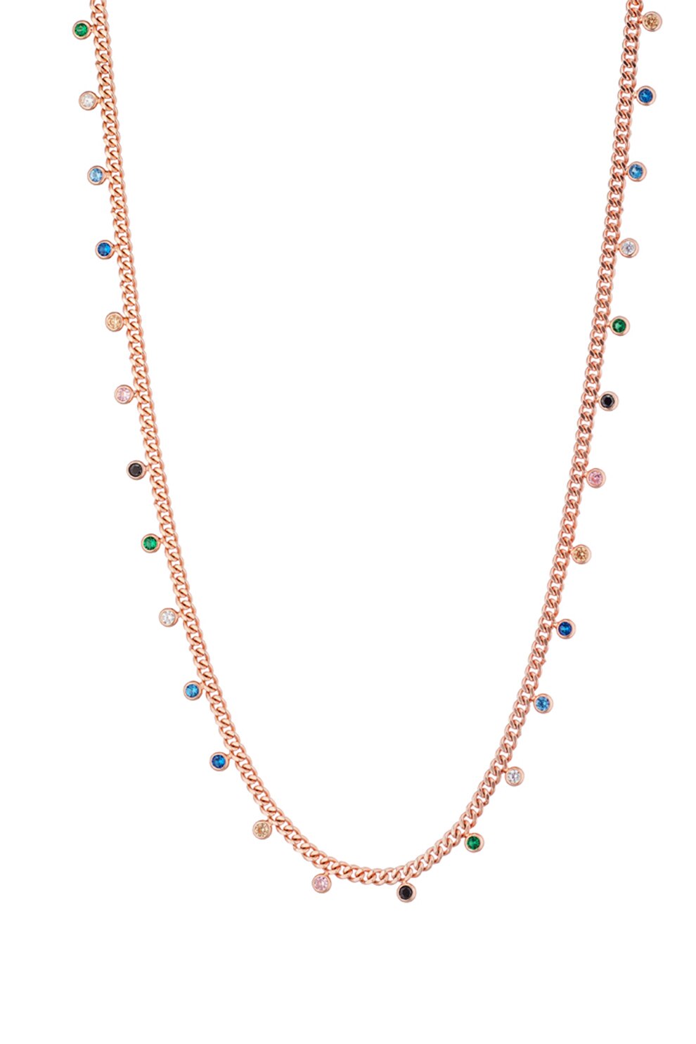 OXETTE, Colier de aur de 14K cu cristale, auriu rose