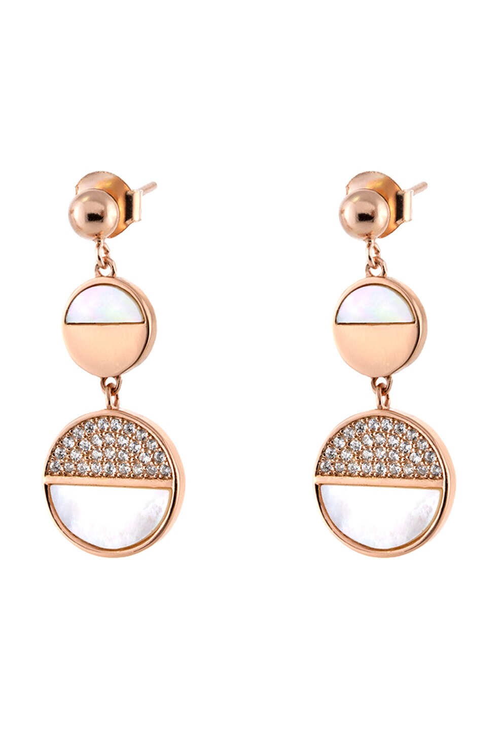 OXETTE, Cercei drop placati cu aur de 18K, decorati cu cristale, Auriu