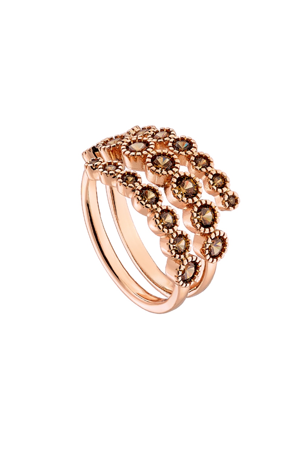 OXETTE, Inel placat cu aur rose de 14K, decorat cu cristale