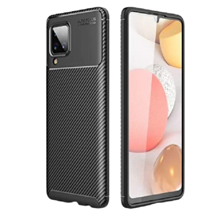 Husa silicon si carbon antisoc model Auto Focus compatibila cu Samsung Galaxy A12 Negru